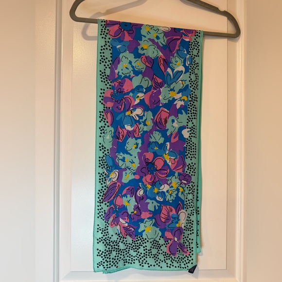 Vintage Honey Floral Polka Dot Colorful Scarf 100% Silk - Picture 5 of 5